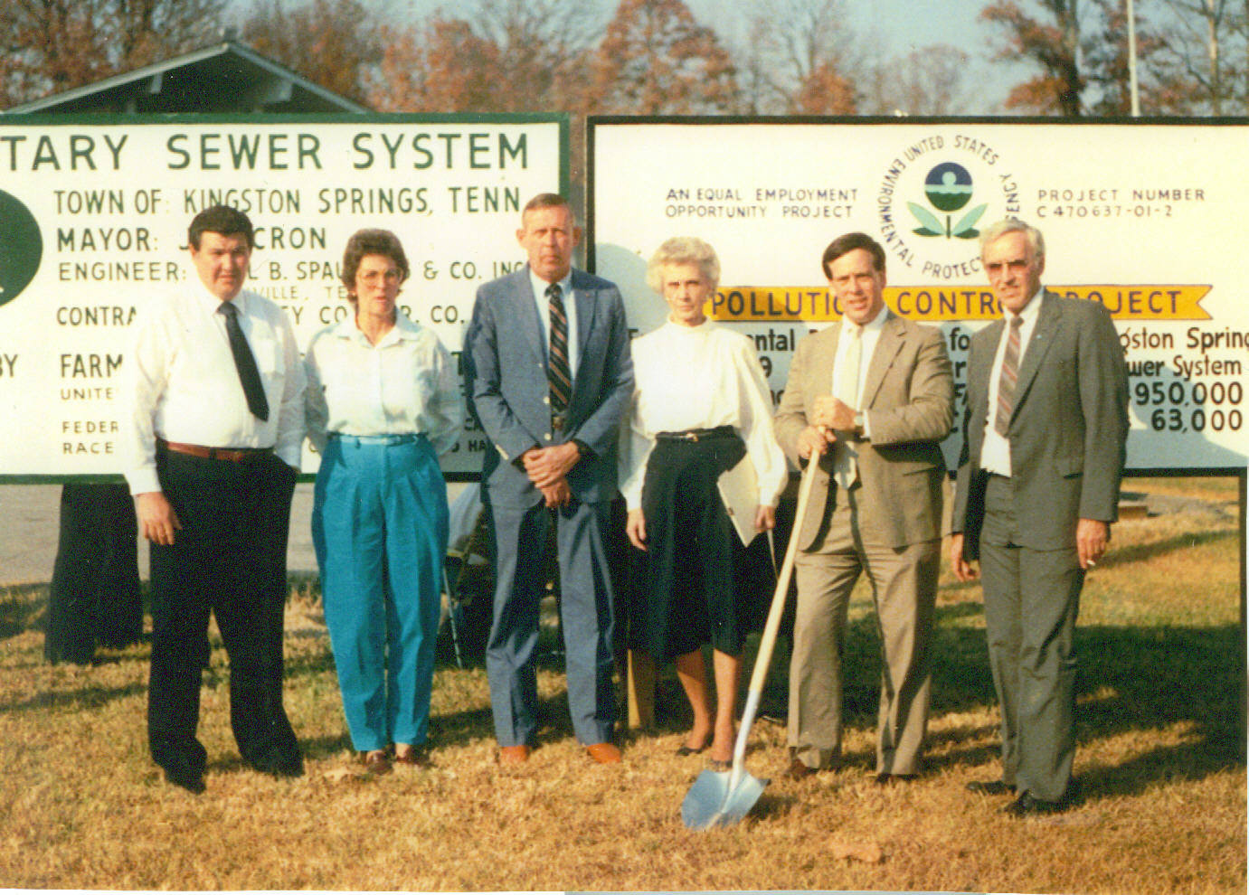 Town officials at the sewer groundbreaking in 1984