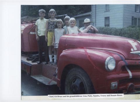 Chief Ed Bruce and the town's first fire engine 